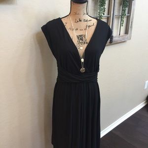 Ann Taylor Loft Black Dress Sz M, VNeck, Side Zip